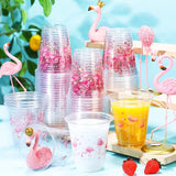 50 Pcs Flamingo Cups Bulk Hawaiian Luau Party Favor 12 oz Disposable
