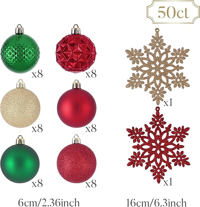 Valery Madelyn Christmas Tree Decorations Ornament Set, 50ct 2.36 #9