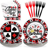 96Pcs Casino Party Decorations Poker Plates and Napkins Disposable