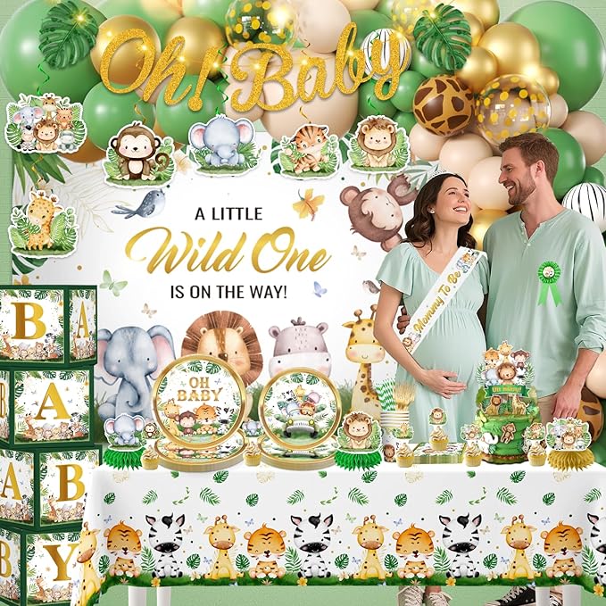 cocomigo 300PCS Safari Baby Shower Decorations 30 Safari Theme