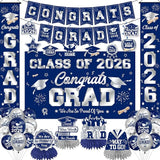 Graduation Decorations 2026 Blue and Silver Graduation Party Decor