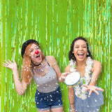 Voircoloria 4 Pack 3.3x8.2 Feet Neon Green Foil Fringe Backdrop