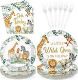 96 Pcs Jungle Safari Baby Shower Decorations Disposable A Little