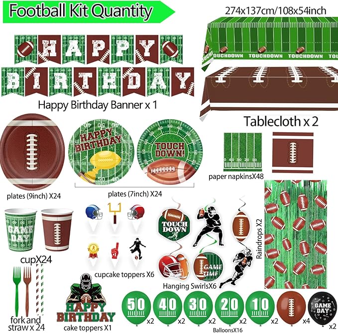 Football Party Decorations for Game Day & Tailgate Events 220 Pcs