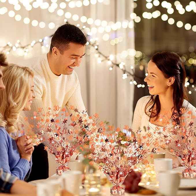 3 Pcs 30th Rose Gold Birthday Decorations for Table Centerpieces