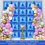 Blue Square Foil Balloons 25 Pcs Metallic Blue Balloons Wall Backdrop