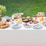 QIKSION 6 Pack White and Pink Dot Plastic Tablecloth, Waterproof