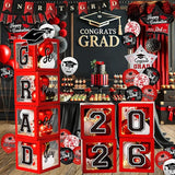 Graduation Decorations Class of 2026 - Red and Black Graduation