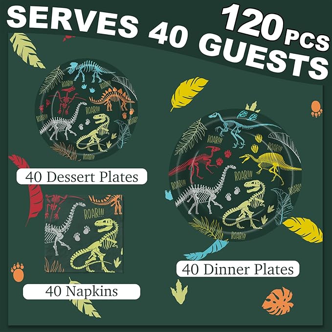 Dinosaur Fossil Birthday Party Decorations for 40 Guests Dinosaur