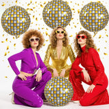 Disco Ball Balloons 4PC,Foil Disco Balloons 22 Inch 4D Round Metallic