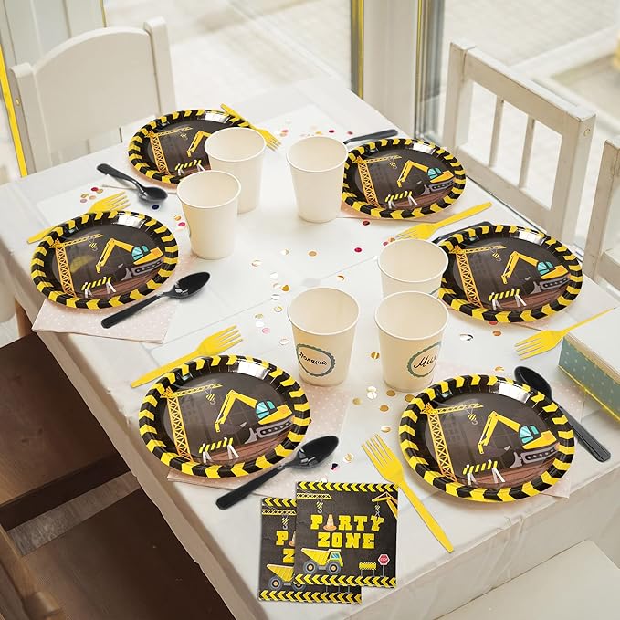 96pcs Construction Birthday Party Supplies Construction Theme Paper