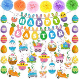 25Pcs Easter Decorations Set with Happy Easter Banner Easter Egg