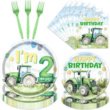 Tractor 2nd Birthday Decorations Supplies 96PCS Tractor Party Plates