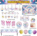 220Pcs Unicorn Party Birthday Supplies Unicorn Party Decorations