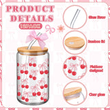Yetene 12 Sets Mother's Day Pink Bow Glass Cups Gifts 16 oz Cute Bow
