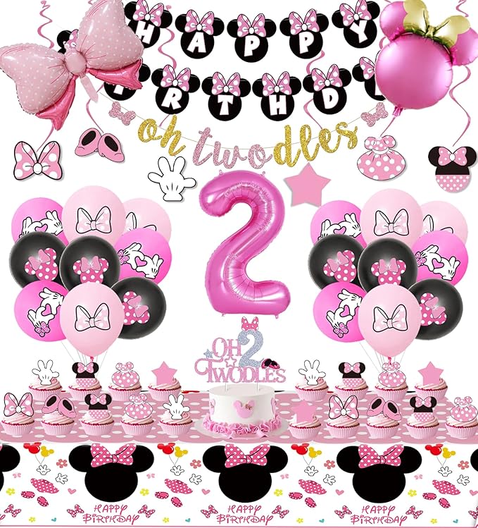 Pink Mouse 2nd Birthday Party Supplies Oh Twodles Girl Second