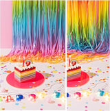 Pastel Rainbow Foil Fringe Curtain Streamers Party Backdrop Foil