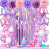 Purple Pink Birthday Decorations Princess Party Decorations for