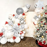 Christmas Decorations Balloons Arch Kit White Silver Snowflake