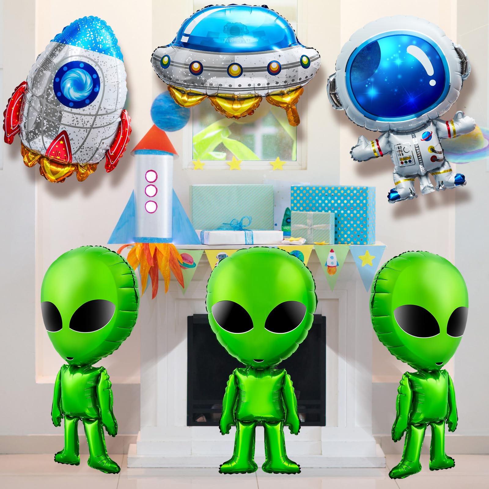 8 Pcs 31.5 Inch Inflatable Alien Balloons Alien Party