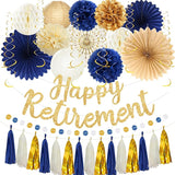 Roetyce Retirement Party Decorations Women Men, Blue Gold Happy