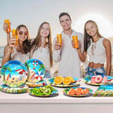 96 Pcs Beach Party Supplies Summer Beach Plates and Napkins Set