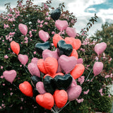 Black Pink Heart Balloons, 19PCS Light Pink and Red Black Heart Shape