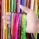 Voircoloria 2 Pack 3.3x8.2 Feet Rainbow Foil Fringe Backdrop