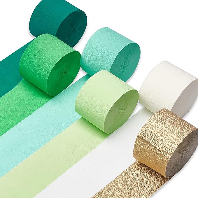 PartyWoo Crepe Paper Streamers 6 Rolls 492ft, Pack of Lime Green,