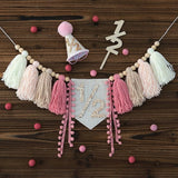 1/2 Pink Baby Girl Birthday Highchair Banner Wood Bead Tassel