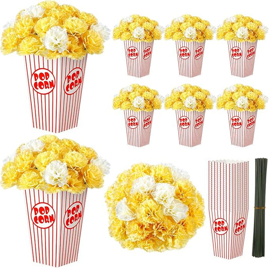 8 Sets 204 Pcs Movie Night Popcorn Centerpieces for Table Carnival