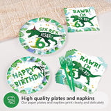 96 Pcs Dinosaur 6th Birthday Decorations Dino Plates and Napkins 6