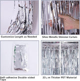 2 Pack Silver Foil Fringe Curtain Backdrop, 3.2Ft x 8.2Ft Metallic