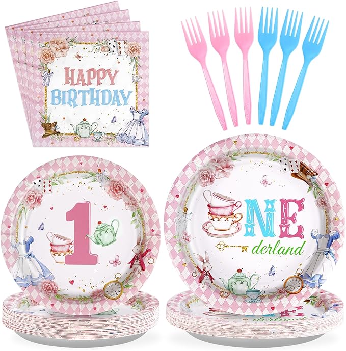 96Pcs Onderland First Birthday Party Supplies Onederland 1st