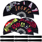 FairySandy 6 Pcs Large Hand Fan Rave Iconic Shade Bye Folding Bamboo