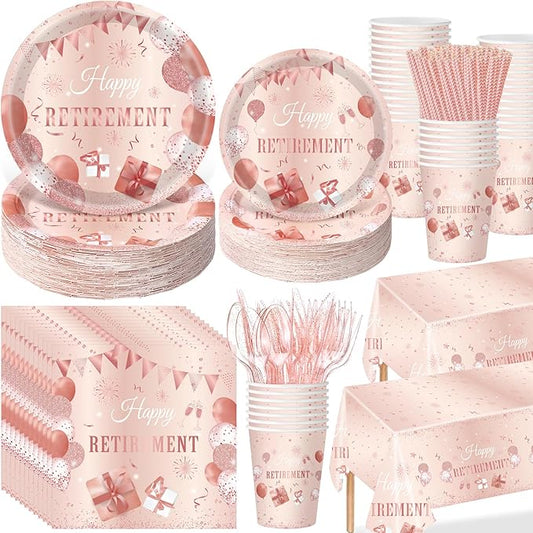 452 Pcs Retirement Party Decorations for Women Rose Gold Happy