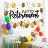Happy Retirement Decorations Gold Large Balloon Banner Backdrop Sign