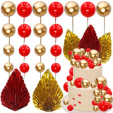 Ephlyn 28Pcs Paper Palm Fan Cake Topper Balls Cake Pick for Baby