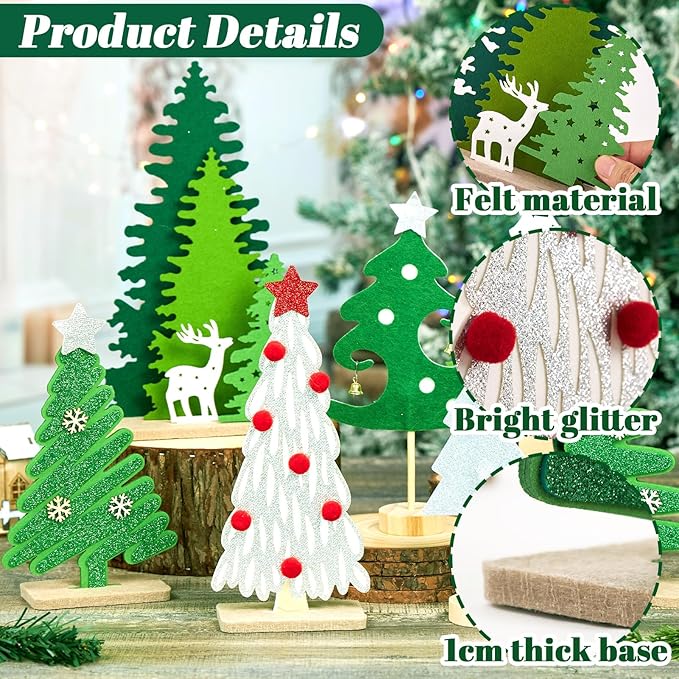 Christmas Table Decorations 7PCS Mini Christmas Trees Felt
