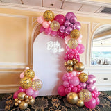 Hot Pink Cheetah Print Balloon Arch Kit 112Pcs Pink Gold Balloon