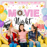 Movie Night Backdrop for Girls Pink Movie Theme