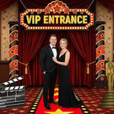 Movie Night Porch Sign Banner 4 Pcs Decorations Set with Red Carpet
