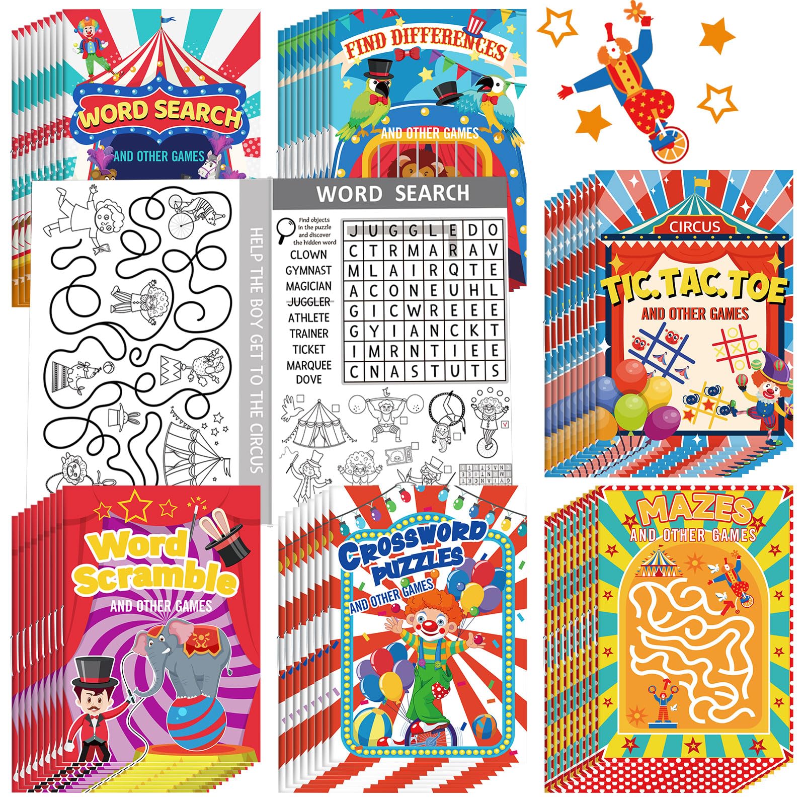 Hungdao 48 Pcs Circus Carnival Mini Activity Books for Boys Girls