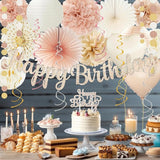 Champagne Gold Beige Fall Boho Birthday Party Decorations 62pcs