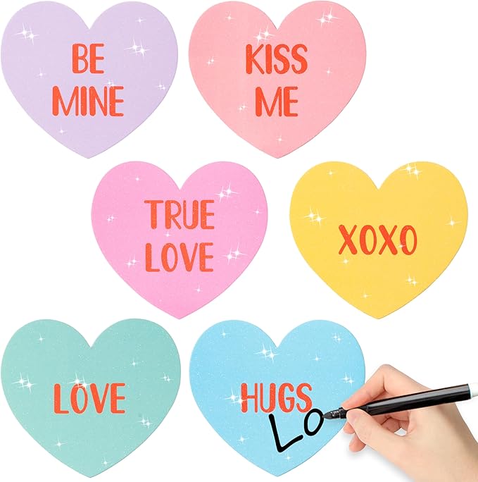 Valentine's Day Conversation Heart Glitter Cutouts 100Pcs Valentine