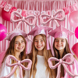 6pcs Pink Bow Foil Balloons Set Bow Mylar Balloons for Coquette