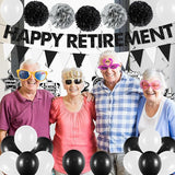 Retirement Party Decorations Black White Happy Retirement Banner