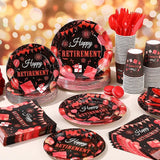 400 Pcs Happy Retirement Party Supplies Red Black Retirement
