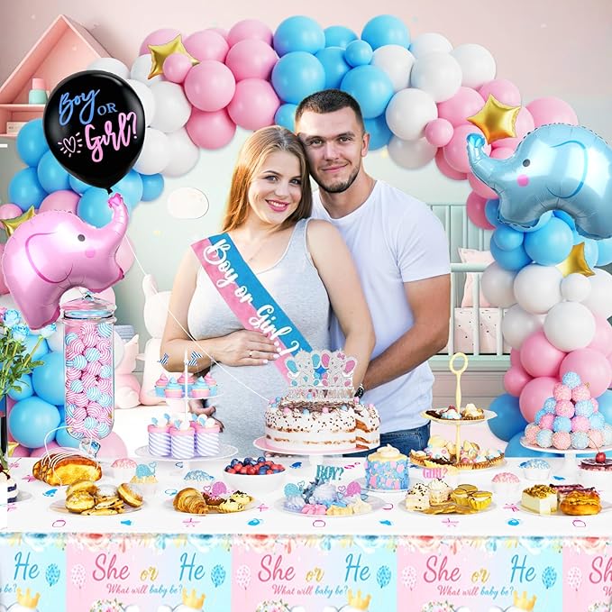 172 PCs Elephant Gender Reveal Decorations Hombae Boy or Girl Gender