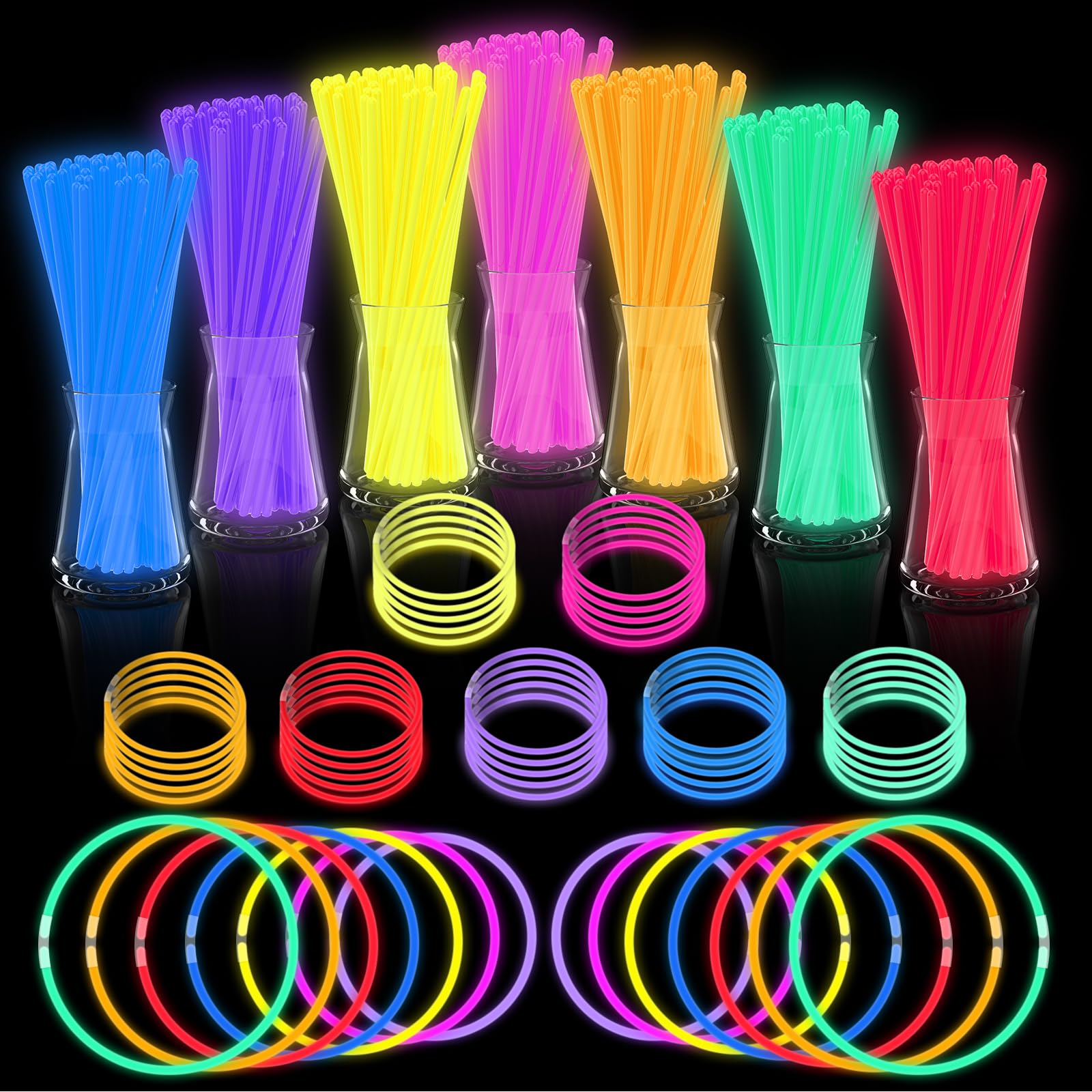 JICUICUI Glow Sticks Bulk Party Pack- Ultra Bright 800pk Glow in the